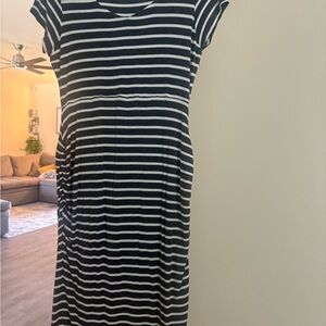 Striped Gray and White Maternity Dress